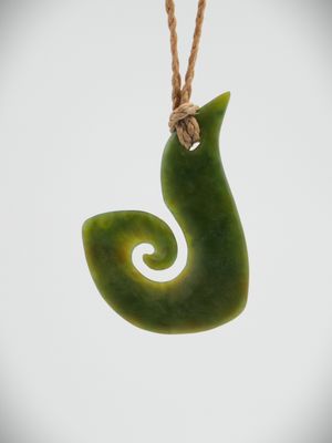 Moko Pounamu Hei Matau (Hook) NZ Genuine Raukaraka Greenstone - Papatotara