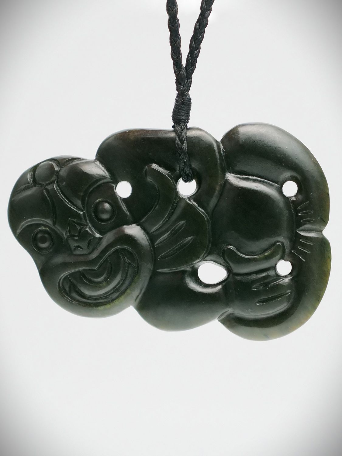 Moko Pounamu Hei Tiki NZ Genuine Kawakawa Greenstone - Eketahuna