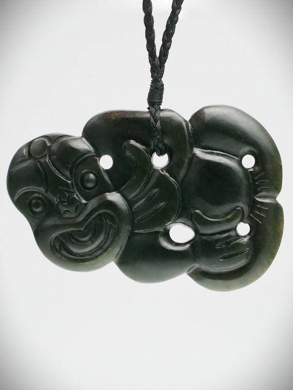 Moko Pounamu Hei Tiki NZ Genuine Kawakawa Greenstone - Eketahuna