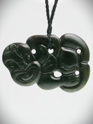 Moko Pounamu Hei Tiki NZ Genuine Kawakawa Greenstone - Eketahuna