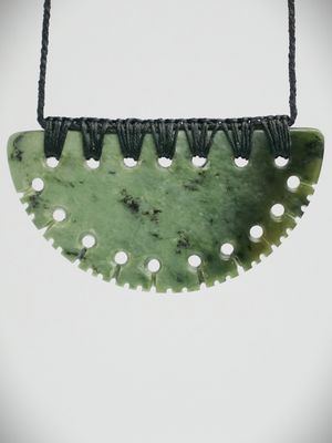 Moko Pounamu Kouma (Breastplate) NZ Genuine Kokopu Greenstone - Ngaio