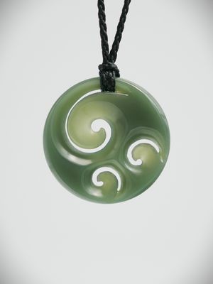 Moko Pounamu Porohita (Disc) Koru NZ Genuine Inanga Greenstone  - Waimate