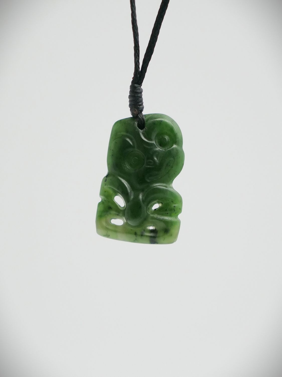Moko Pounamu Hei Tiki Genuine NZ Kawakawa Greenstone  - Koukourarata