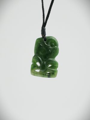 Moko Pounamu Hei Tiki Genuine NZ Kawakawa Greenstone  - Koukourarata