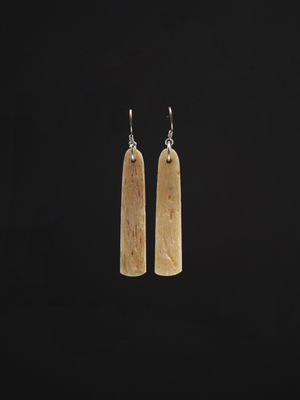 Moko Pounamu Whale Bone and Silver Drop Earrings 12853
