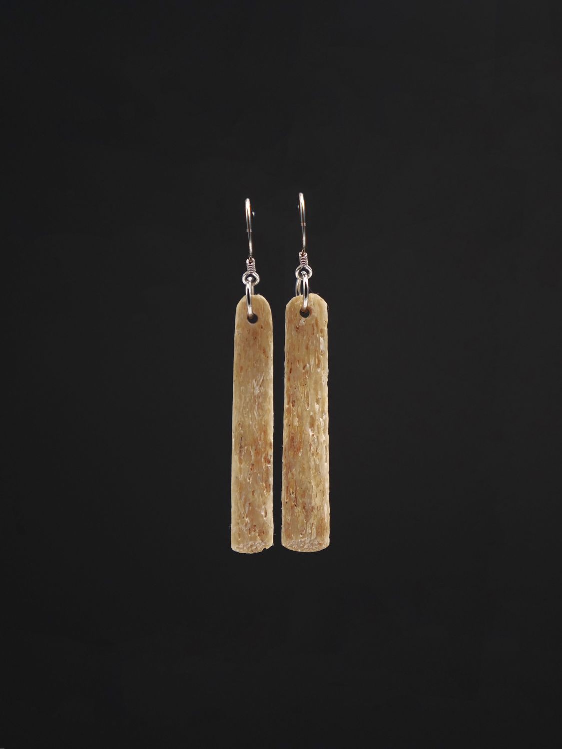 Moko Pounamu Whale Bone and Silver Drop Earrings 12856