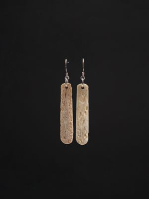 Moko Pounamu Whale Bone and Silver Drop Earrings 12857