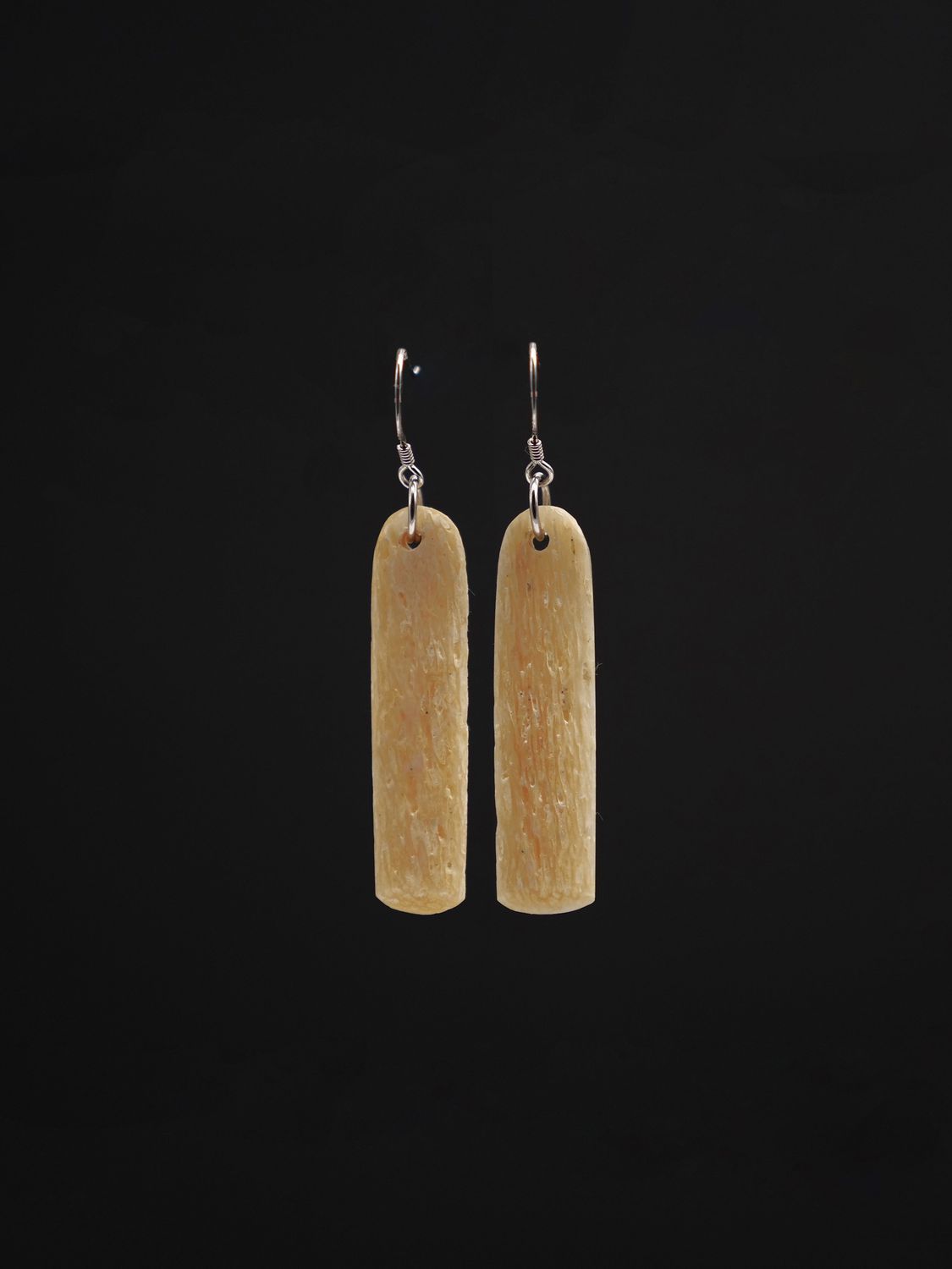 Moko Pounamu Whale Bone and Silver Drop Earrings 12858