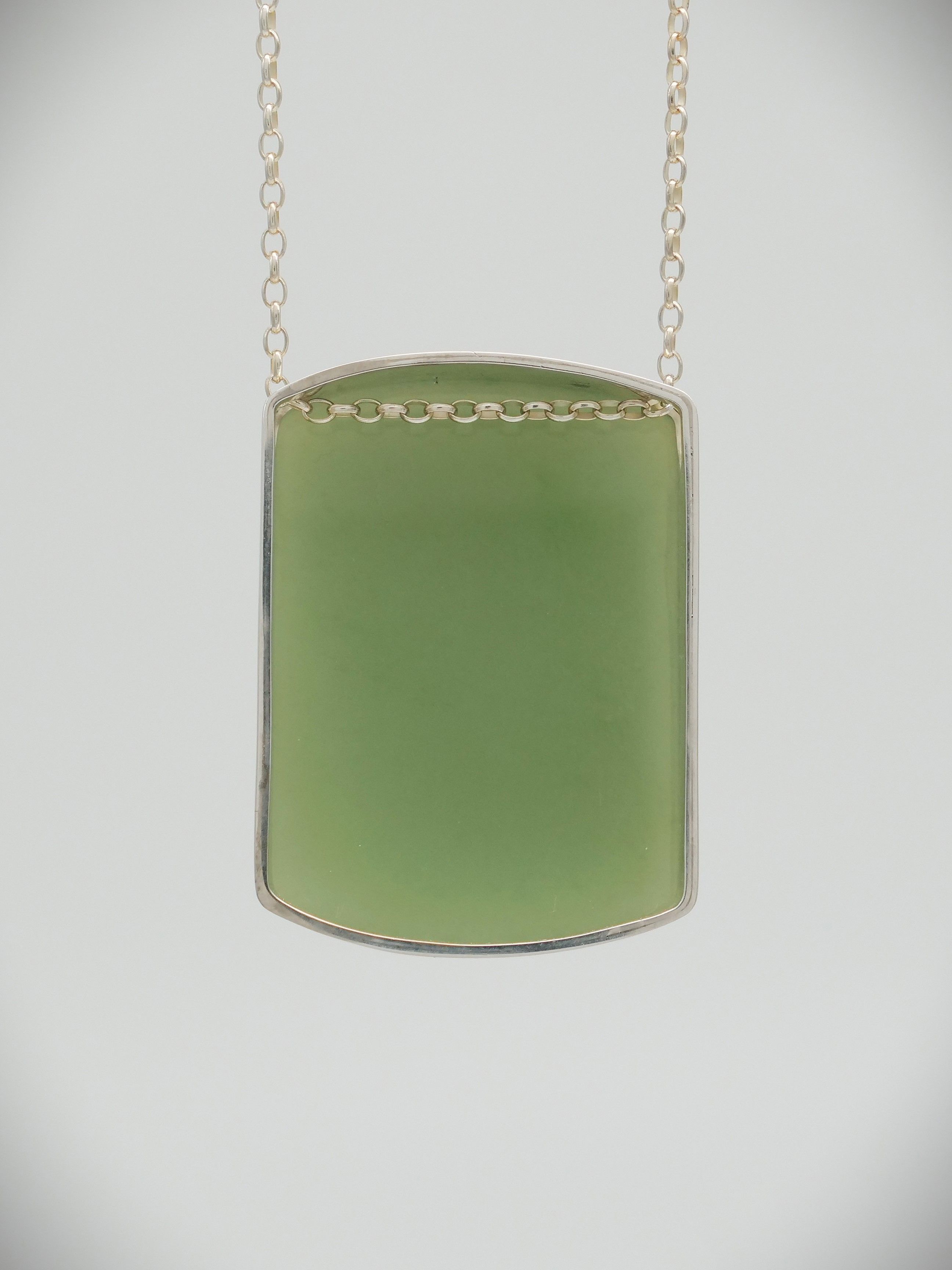 Moko Pounamu Gilt Jewellery Inanga Greenstone & Sterling Silver Pendant 12861
