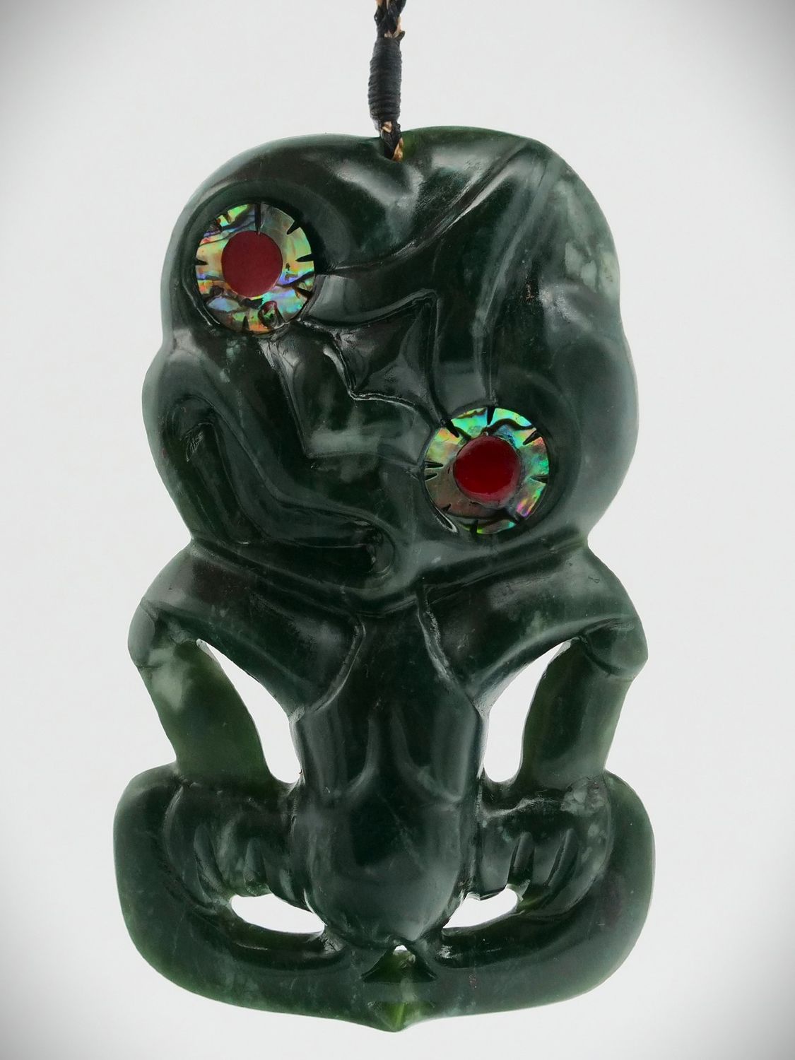 Moko Pounamu Hei Tiki NZ Genuine Kawakawa Greenstone - Te Ahu Patiki