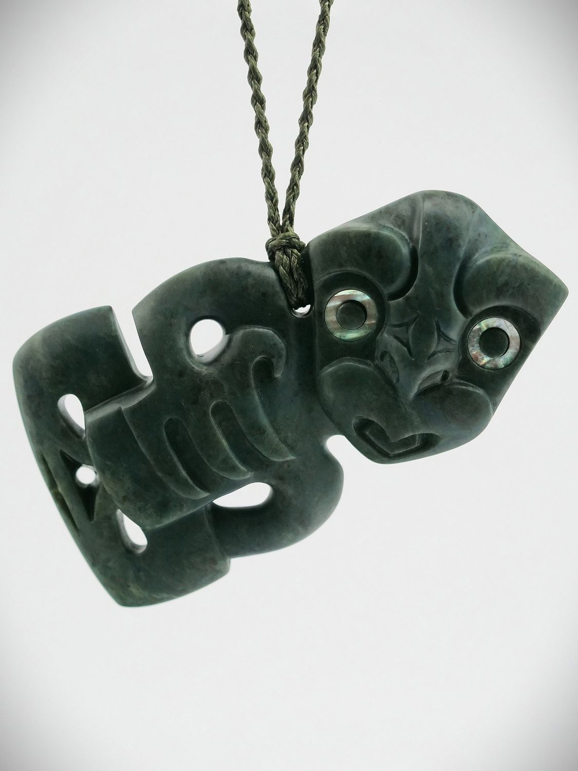 Moko Pounamu Hei Tiki NZ Genuine Blue Inanga (Nelson) Te Tau Ihu Greenstone - Te Papau