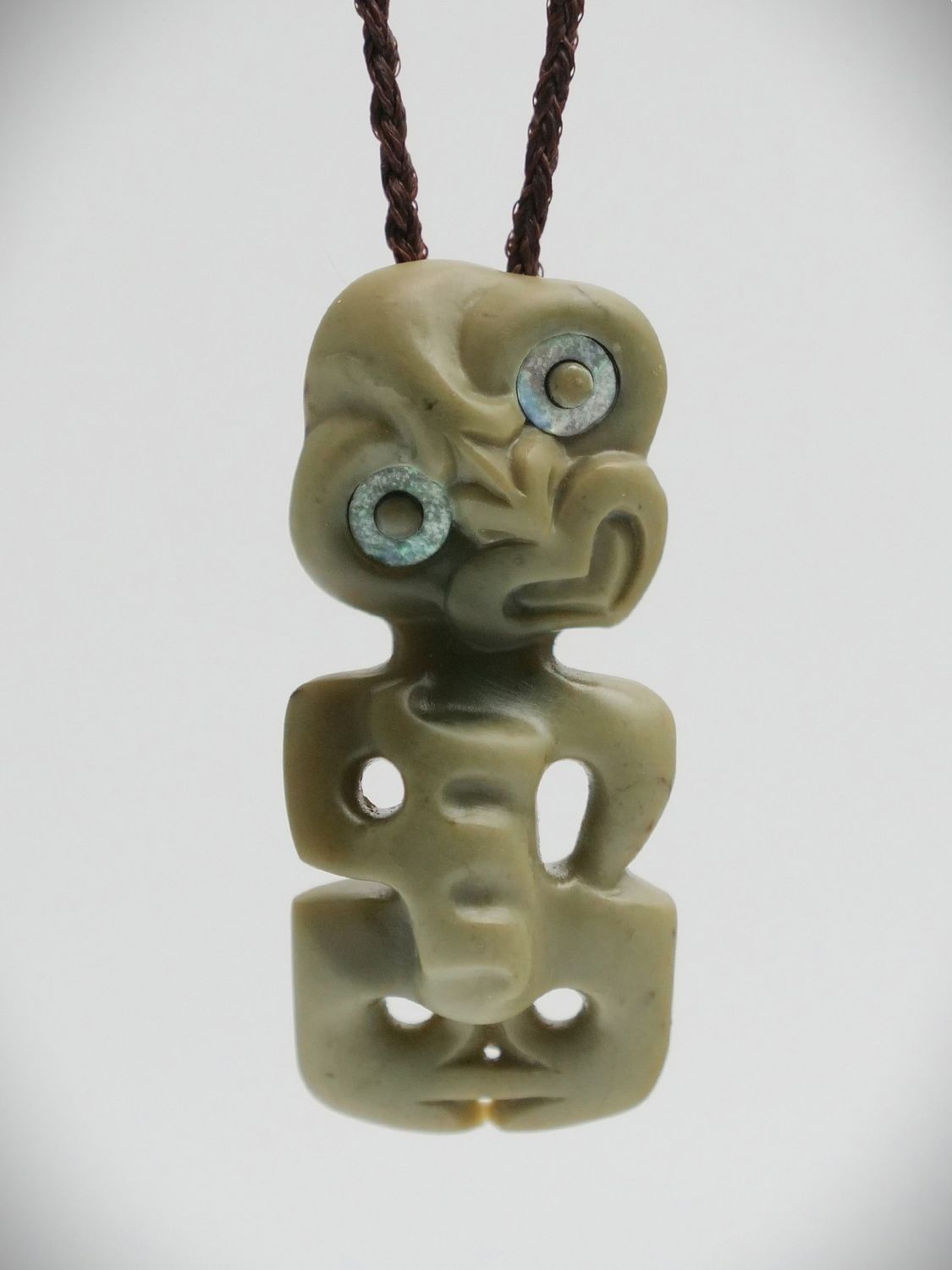 Moko Pounamu Hei Tiki NZ Genuine Inanga Greenstone - Otamahua