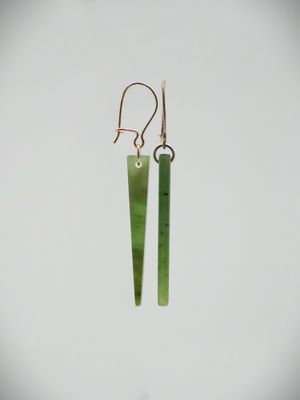 Moko Pounamu NZ Kahurangi Greenstone & 9ct Gold Earrings 12878
