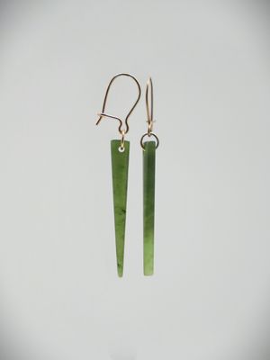Moko Pounamu NZ Kahurangi Greenstone & 9ct Gold Earrings 12879