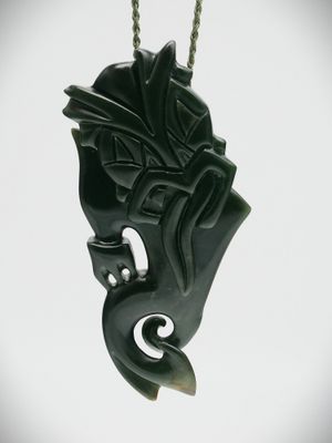 Moko Pounamu Hei Tiki NZ Genuine Hapopo Greenstone - Motu-o-Kura