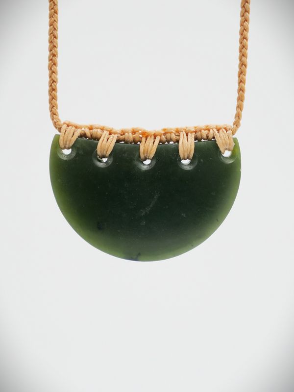 Moko Pounamu Kouma (Breastplate) NZ Genuine Hapopo Greenstone - Motutaiko
