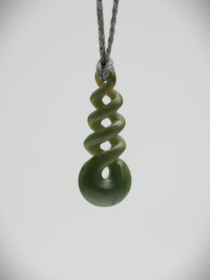 Moko Pounamu Quadruple  Pikorua (Twist) NZ Genuine Hapopo Greenstone - Muritai