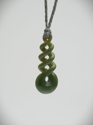 Moko Pounamu Quadruple  Pikorua (Twist) NZ Genuine Hapopo Greenstone - Muritai