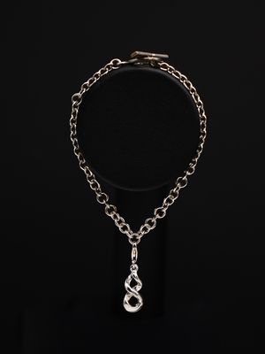 Moko Pounamu Sterling Silver Fob Bracelet with Pikorua Charm Moko Pounamu Sterling Silver Fob Bracelet with Pikorua Charm
