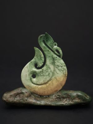 Moko Pounamu Manaia NZ Genuine Marsden Flower & Raukaraka Greenstone - Otaraia