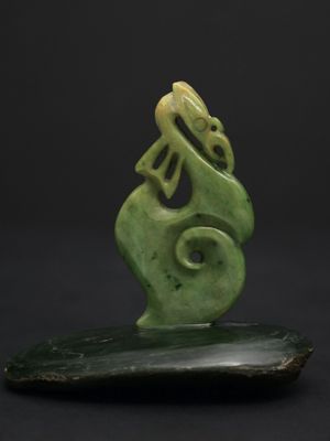 Moko Pounamu Manaia NZ Genuine Kokopu & Kawakawa Greenstone - Kaikomako