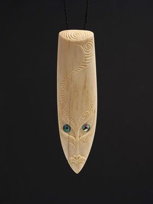 Moko Pounamu Rei Niho Genuine Whale Bone Carving - Reka