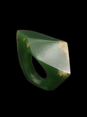 Moko Pounamu Faceted Ring NZ Genuine Kahurangi Flower Greenstone