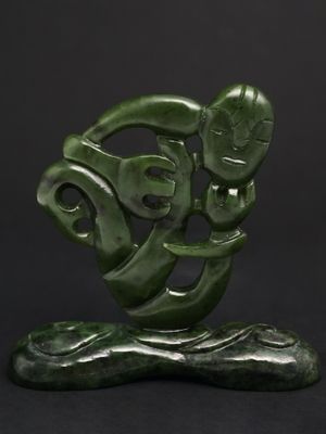 Moko Pounamu Contemporary Tiki NZ Genuine Kawakawa Greenstone - Ouruhia