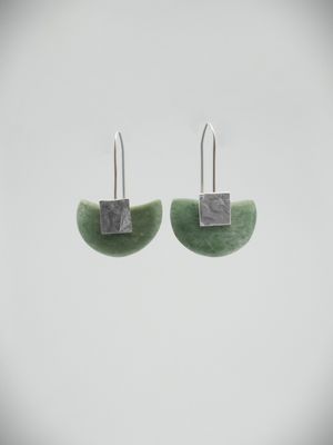 Moko Pounamu Ana Krakosky NZ Auhunga Greenstone and Sterling Silver Earrings - Kouma