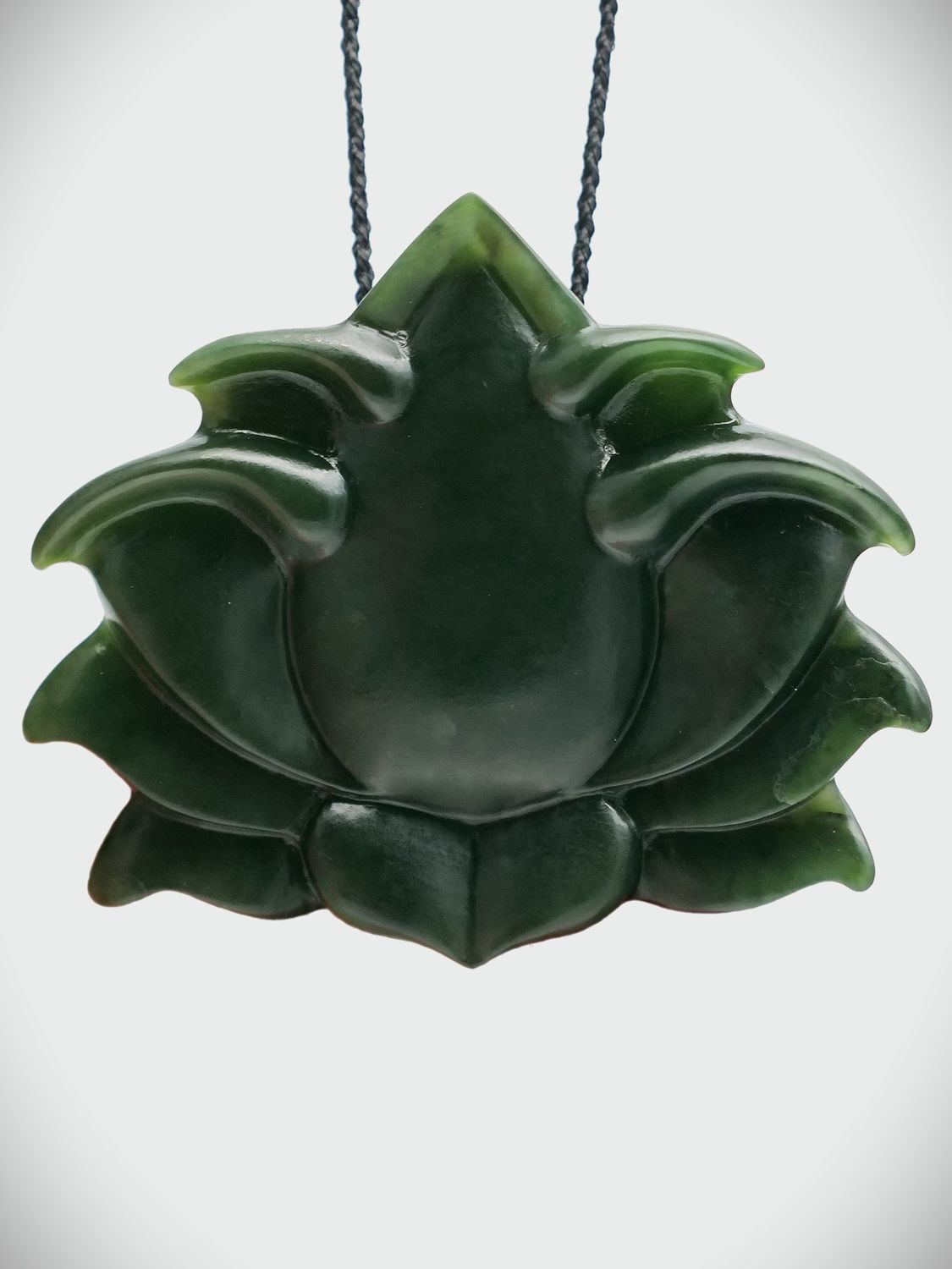 Moko Pounamu Lotus Flower NZ Genuine Kawakawa Greenstone - Puawai