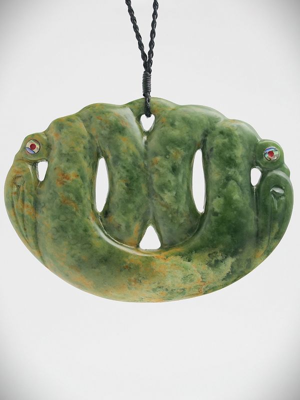 Moko Pounamu Peka Peka NZ Genuine Marsden Flower Greenstone - Ohoka