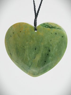 Moko Pounamu Heart NZ Genuine Marsden Flower Greenstone - Waikirikiri