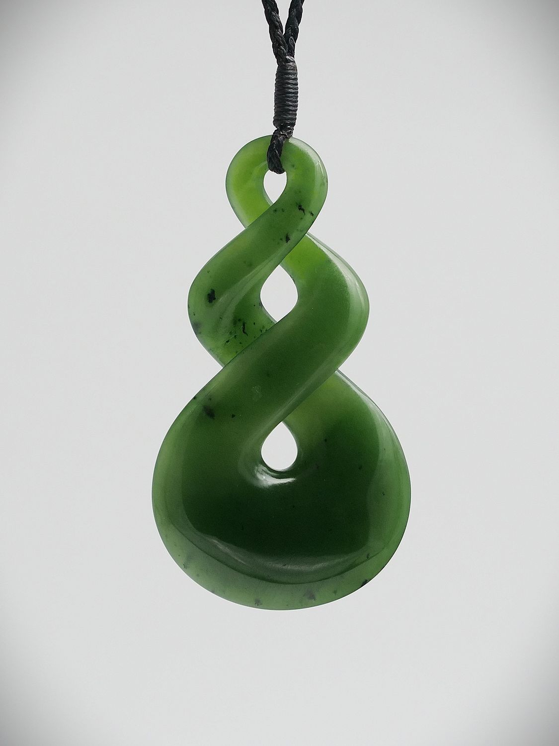 Moko Pounamu Double Pikorua (Twist) NZ Genuine Kahurangi Greenstone - Kaiapoi