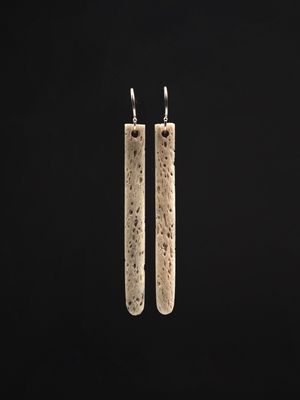 Moko Pounamu Whale Bone and Silver Drop Earrings 13091