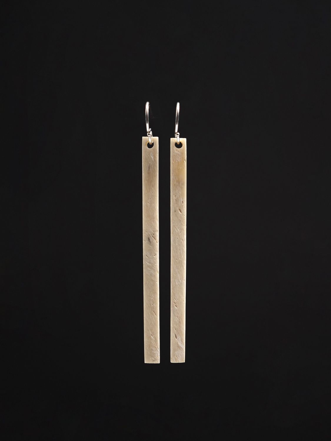 Moko Pounamu,  Whale Bone and Silver Drop Earrings 13088