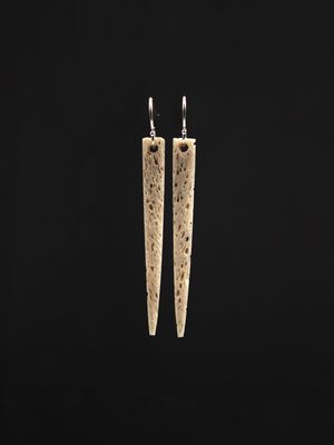 Moko Pounamu Whale Bone and Silver Drop Earrings 13093