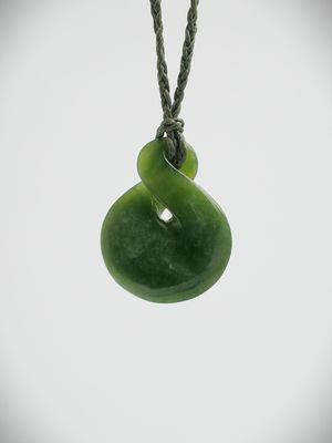 Moko Pounamu Single Pikorua (Twist) NZ Genuine Kahotea Greenstone - Tuatua