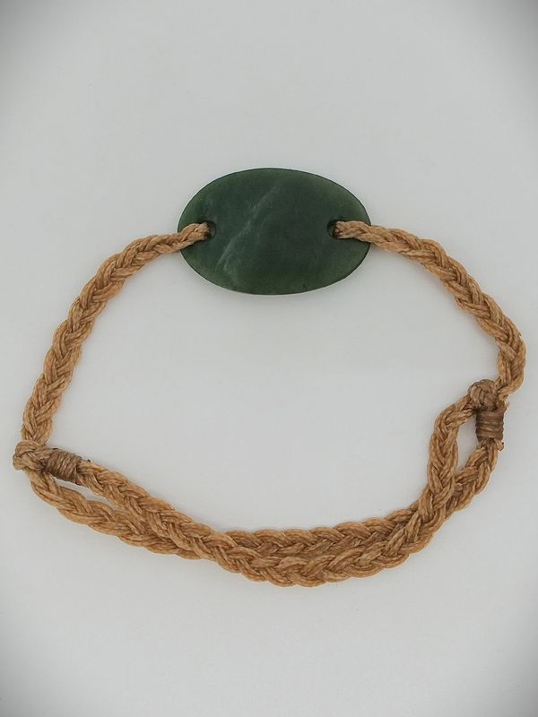 Moko Pounamu Adjustable Bracelet NZ Genuine Kawakawa Greenstone 13129