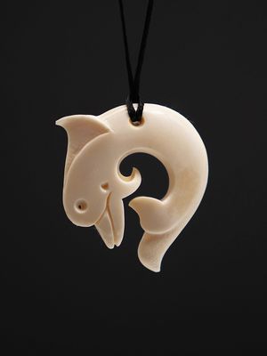 Moko Pounamu Dolphin Bone Carving - Pakohe