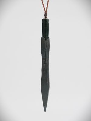 Moko Pounamu Arrow Head NZ Genuine Kawakawa Greenstone & Steel - Tiroki