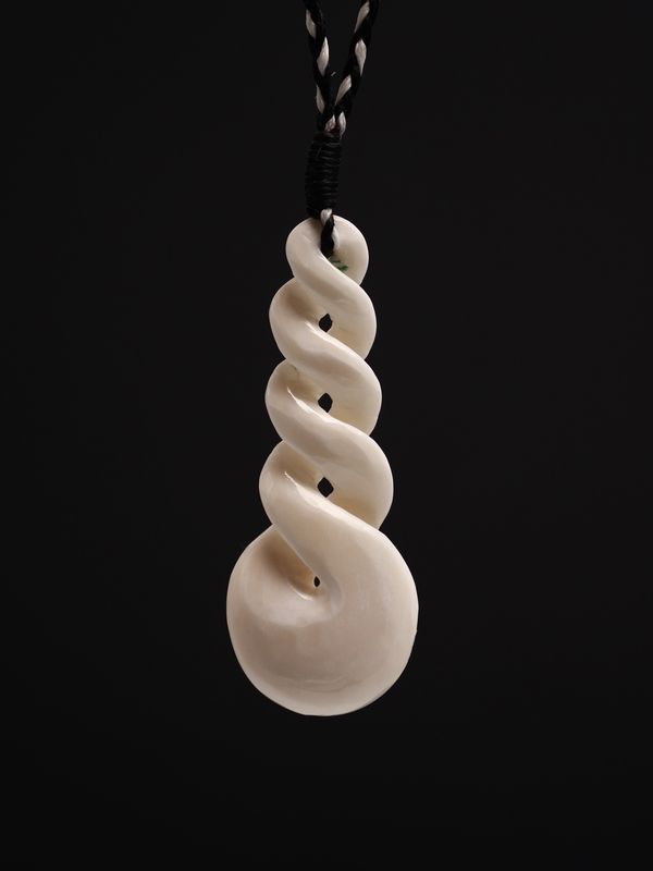 Moko Pounamu All Blacks Bone Carving 5 Twist - AB1
