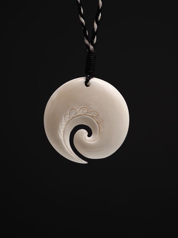 Moko Pounamu All Blacks  Bone Carving Designed Koru AB45