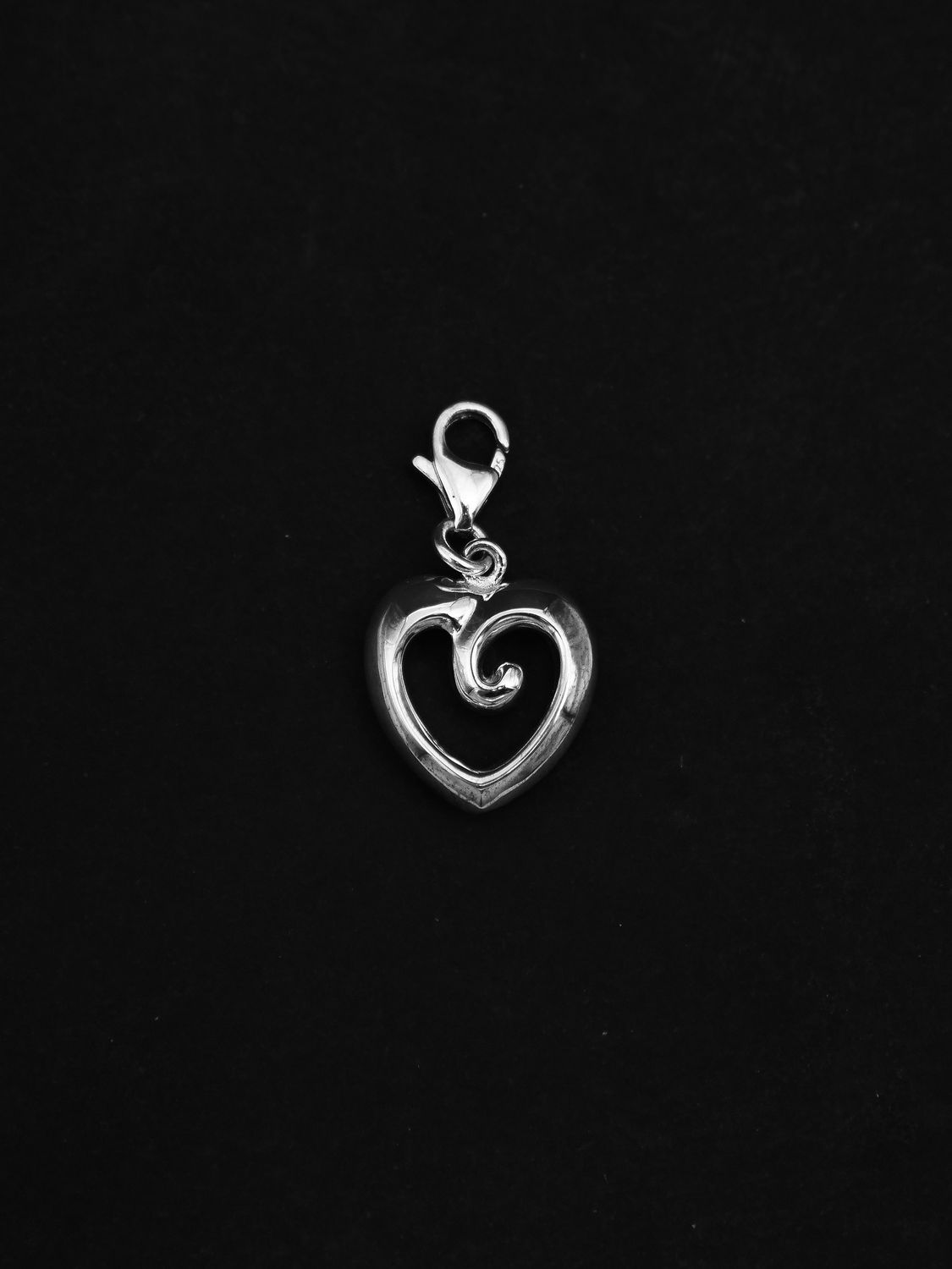 Moko Pounamu Sterling Silver Heart Charm