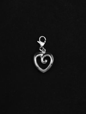 Moko Pounamu Sterling Silver Heart Charm Moko Pounamu Sterling Silver Heart Charm