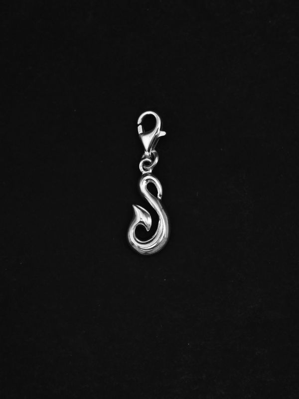 Moko Pounamu Sterling Silver Hei Matau (Hook) Charm Moko Pounamu Sterling Silver Hei Matau (Hook) Charm