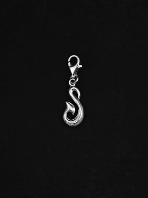 Moko Pounamu Sterling Silver Hei Matau (Hook) Charm Moko Pounamu Sterling Silver Hei Matau (Hook) Charm