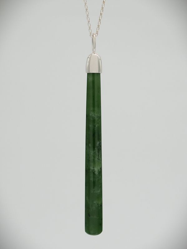 Moko Pounamu Kuru NZ Genuine Kahotea Greenstone and Sterling Silver - Whakatipu