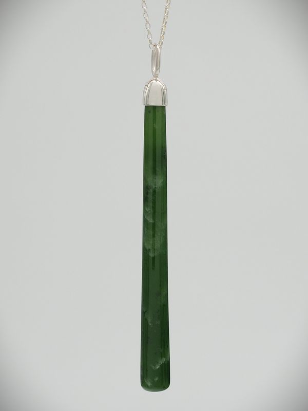 Moko Pounamu Kuru NZ Genuine Kahotea Greenstone and Sterling Silver - Ti Kouka
