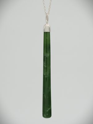 Moko Pounamu Kuru NZ Genuine Kahotea Greenstone and Sterling Silver - Ti Kouka