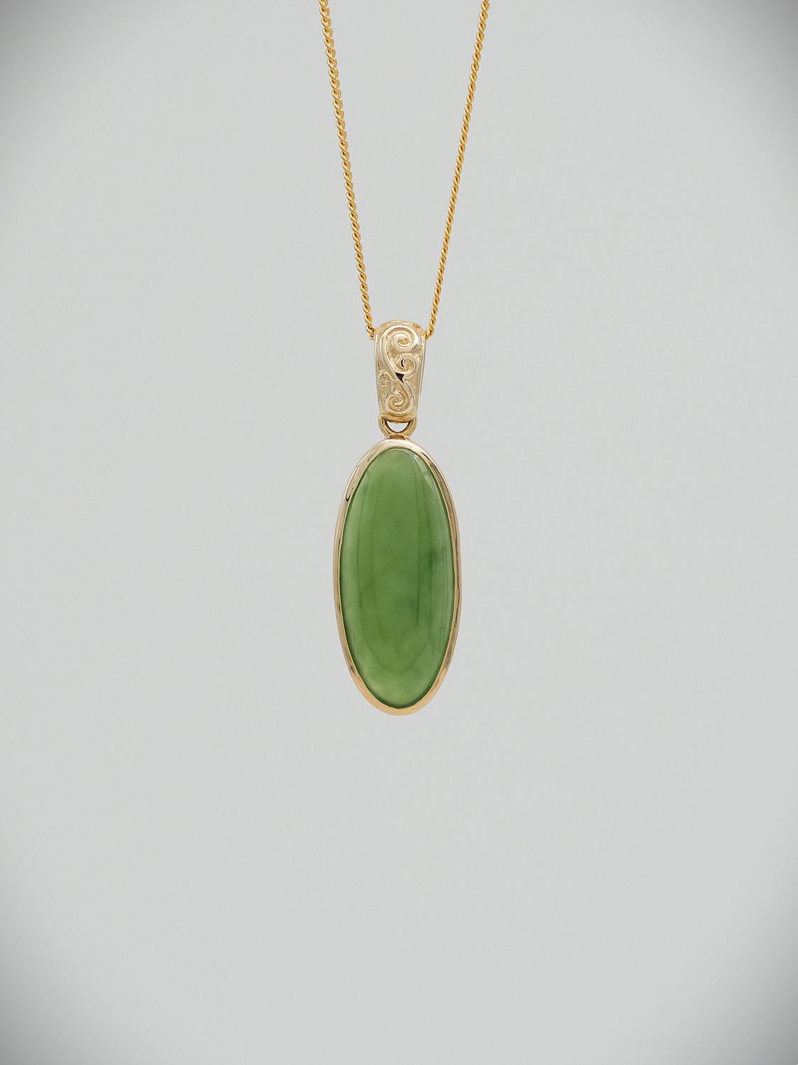Moko Pounamu Gilt Jewellery  Kahurangi Pounamu and 9ct Gold Pendant 09179